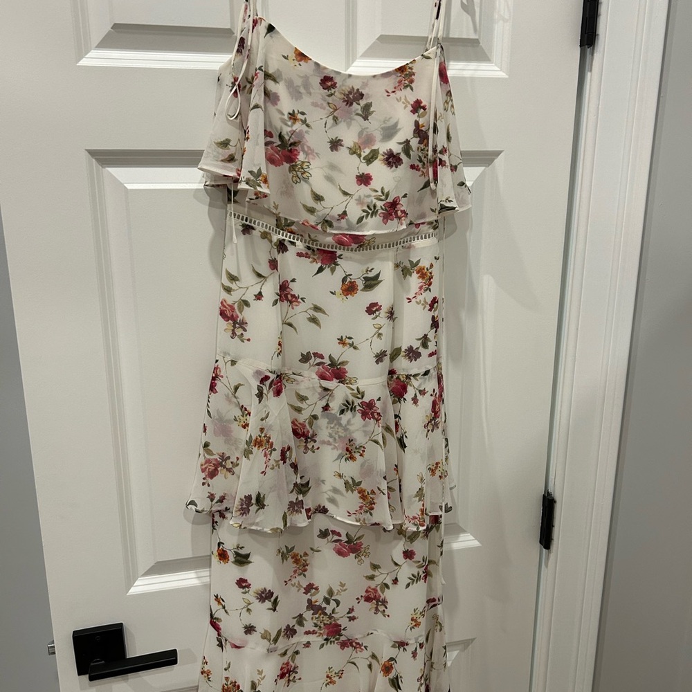 Cream Maxi Sundress with Spaghetti Straps and Ruffles